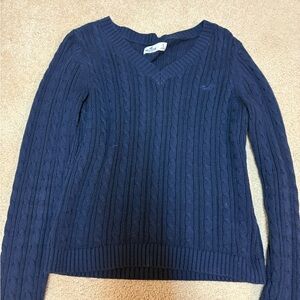 Hollister Deep Blue V-Neck Sweater